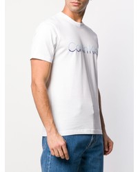 weißes bedrucktes T-Shirt mit einem Rundhalsausschnitt von Calvin Klein