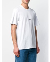 weißes bedrucktes T-Shirt mit einem Rundhalsausschnitt von MSGM