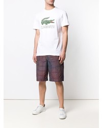 weißes bedrucktes T-Shirt mit einem Rundhalsausschnitt von Lacoste