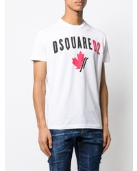 weißes bedrucktes T-Shirt mit einem Rundhalsausschnitt von DSQUARED2