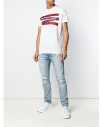 weißes bedrucktes T-Shirt mit einem Rundhalsausschnitt von DSQUARED2