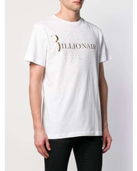 weißes bedrucktes T-Shirt mit einem Rundhalsausschnitt von Billionaire