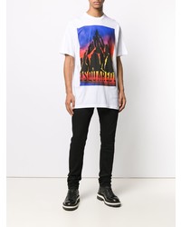 weißes bedrucktes T-Shirt mit einem Rundhalsausschnitt von DSQUARED2