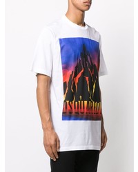 weißes bedrucktes T-Shirt mit einem Rundhalsausschnitt von DSQUARED2