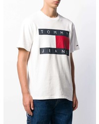 weißes bedrucktes T-Shirt mit einem Rundhalsausschnitt von Tommy Jeans