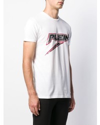 weißes bedrucktes T-Shirt mit einem Rundhalsausschnitt von Philipp Plein