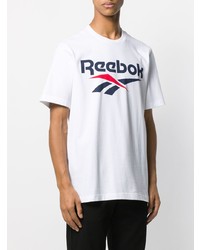 weißes bedrucktes T-Shirt mit einem Rundhalsausschnitt von Reebok