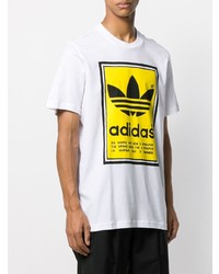 weißes bedrucktes T-Shirt mit einem Rundhalsausschnitt von adidas