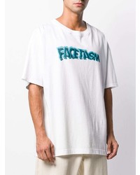 weißes bedrucktes T-Shirt mit einem Rundhalsausschnitt von Facetasm