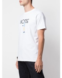 weißes bedrucktes T-Shirt mit einem Rundhalsausschnitt von Norse Projects