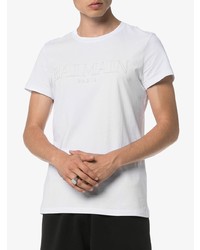 weißes bedrucktes T-Shirt mit einem Rundhalsausschnitt von Balmain