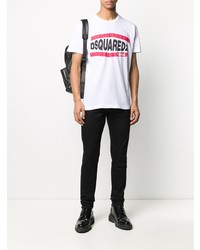 weißes bedrucktes T-Shirt mit einem Rundhalsausschnitt von DSQUARED2