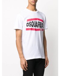 weißes bedrucktes T-Shirt mit einem Rundhalsausschnitt von DSQUARED2