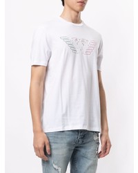 weißes bedrucktes T-Shirt mit einem Rundhalsausschnitt von Emporio Armani