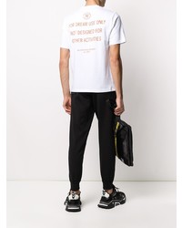 weißes bedrucktes T-Shirt mit einem Rundhalsausschnitt von Golden Goose