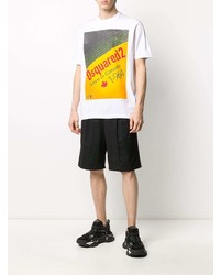 weißes bedrucktes T-Shirt mit einem Rundhalsausschnitt von DSQUARED2