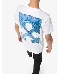 weißes bedrucktes T-Shirt mit einem Rundhalsausschnitt von Off-White