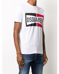 weißes bedrucktes T-Shirt mit einem Rundhalsausschnitt von DSQUARED2