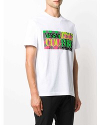 weißes bedrucktes T-Shirt mit einem Rundhalsausschnitt von VERSACE JEANS COUTURE