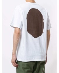 weißes bedrucktes T-Shirt mit einem Rundhalsausschnitt von A Bathing Ape