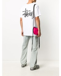 weißes bedrucktes T-Shirt mit einem Rundhalsausschnitt von Stussy