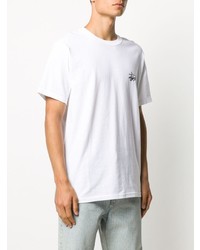 weißes bedrucktes T-Shirt mit einem Rundhalsausschnitt von Stussy