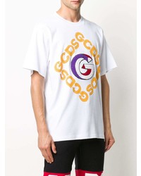 weißes bedrucktes T-Shirt mit einem Rundhalsausschnitt von Gcds