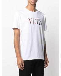 weißes bedrucktes T-Shirt mit einem Rundhalsausschnitt von Valentino