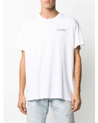 weißes bedrucktes T-Shirt mit einem Rundhalsausschnitt von Amiri