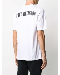 weißes bedrucktes T-Shirt mit einem Rundhalsausschnitt von True Religion