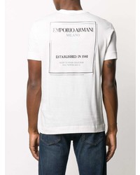 weißes bedrucktes T-Shirt mit einem Rundhalsausschnitt von Emporio Armani