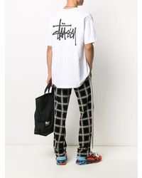 weißes bedrucktes T-Shirt mit einem Rundhalsausschnitt von Stussy