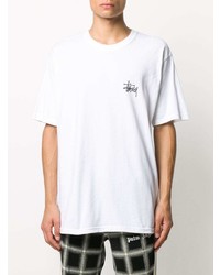 weißes bedrucktes T-Shirt mit einem Rundhalsausschnitt von Stussy