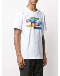 weißes bedrucktes T-Shirt mit einem Rundhalsausschnitt von Missoni