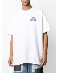 weißes bedrucktes T-Shirt mit einem Rundhalsausschnitt von Off-White