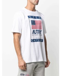 weißes bedrucktes T-Shirt mit einem Rundhalsausschnitt von AUTRY