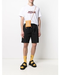 weißes bedrucktes T-Shirt mit einem Rundhalsausschnitt von MSGM