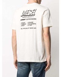 weißes bedrucktes T-Shirt mit einem Rundhalsausschnitt von Diesel