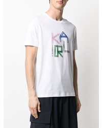 weißes bedrucktes T-Shirt mit einem Rundhalsausschnitt von Karl Lagerfeld