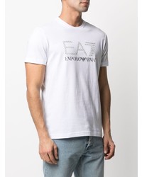 weißes bedrucktes T-Shirt mit einem Rundhalsausschnitt von Ea7 Emporio Armani