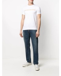 weißes bedrucktes T-Shirt mit einem Rundhalsausschnitt von Calvin Klein Jeans