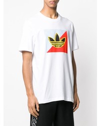 weißes bedrucktes T-Shirt mit einem Rundhalsausschnitt von adidas