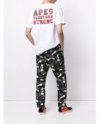 weißes bedrucktes T-Shirt mit einem Rundhalsausschnitt von A Bathing Ape