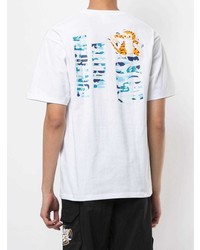 weißes bedrucktes T-Shirt mit einem Rundhalsausschnitt von A Bathing Ape