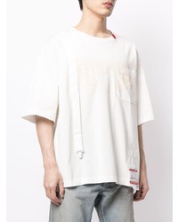 weißes bedrucktes T-Shirt mit einem Rundhalsausschnitt von Maison Mihara Yasuhiro