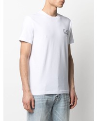 weißes bedrucktes T-Shirt mit einem Rundhalsausschnitt von Ea7 Emporio Armani