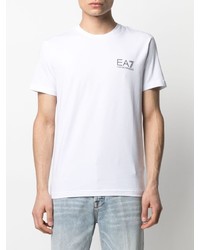 weißes bedrucktes T-Shirt mit einem Rundhalsausschnitt von Ea7 Emporio Armani