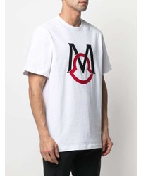 weißes bedrucktes T-Shirt mit einem Rundhalsausschnitt von Moncler