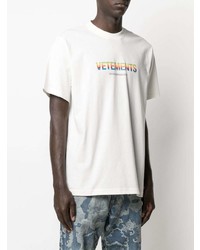 weißes bedrucktes T-Shirt mit einem Rundhalsausschnitt von Vetements