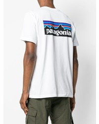 weißes bedrucktes T-Shirt mit einem Rundhalsausschnitt von Patagonia